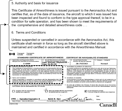 Certificate of Airworthiness.  Langley Flying School.